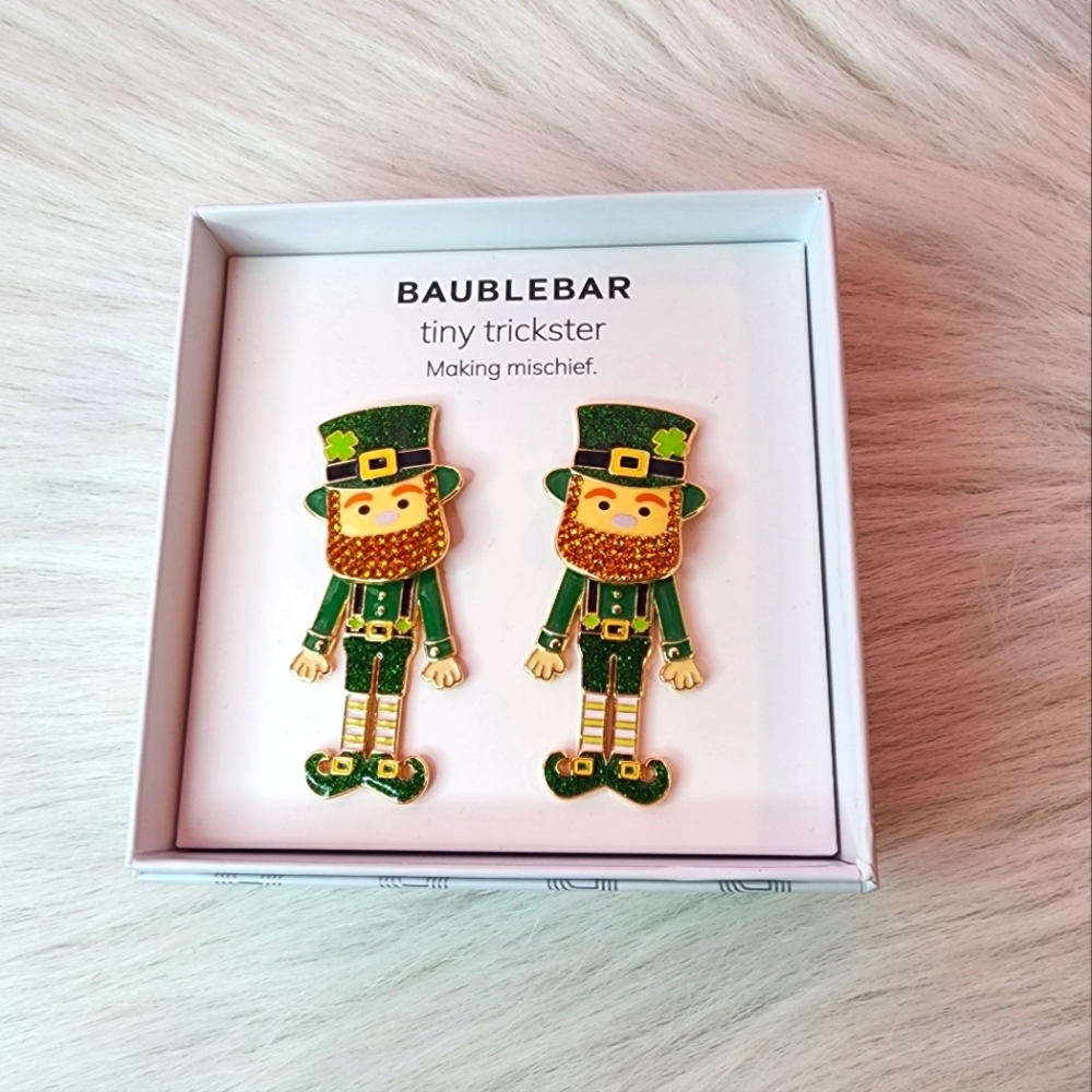 BaubleBar Tiny Trickster Earrings - Green and Gold